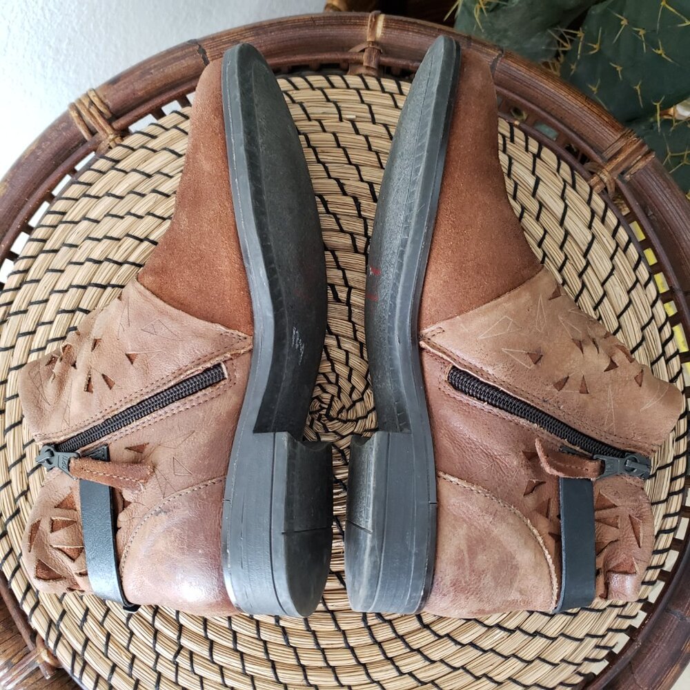 Anthropologie Miz Mooz Erie Short Buckle Boots Brandy size 38 US 8 Slouchy Boho - Picture 11 of 14